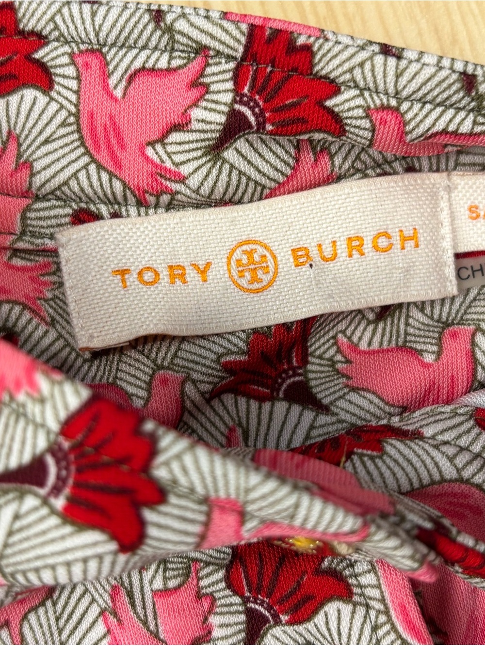 Tory Burch Bird Floral Jersey Shirt Dress Sz S - Picture 3 of 12